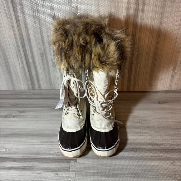Portland Boot Company Women's Quilted Faux Fur Warm Beige Insulated Boots - Picture 1 of 5